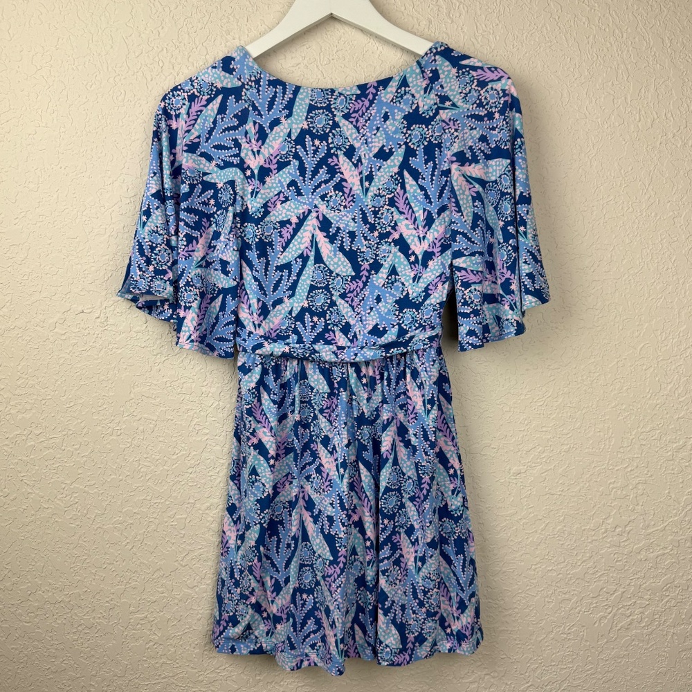 *Lily Pulitzer Womens Minka Blue Floral Skirted Romper XS - Picture 3 of 10